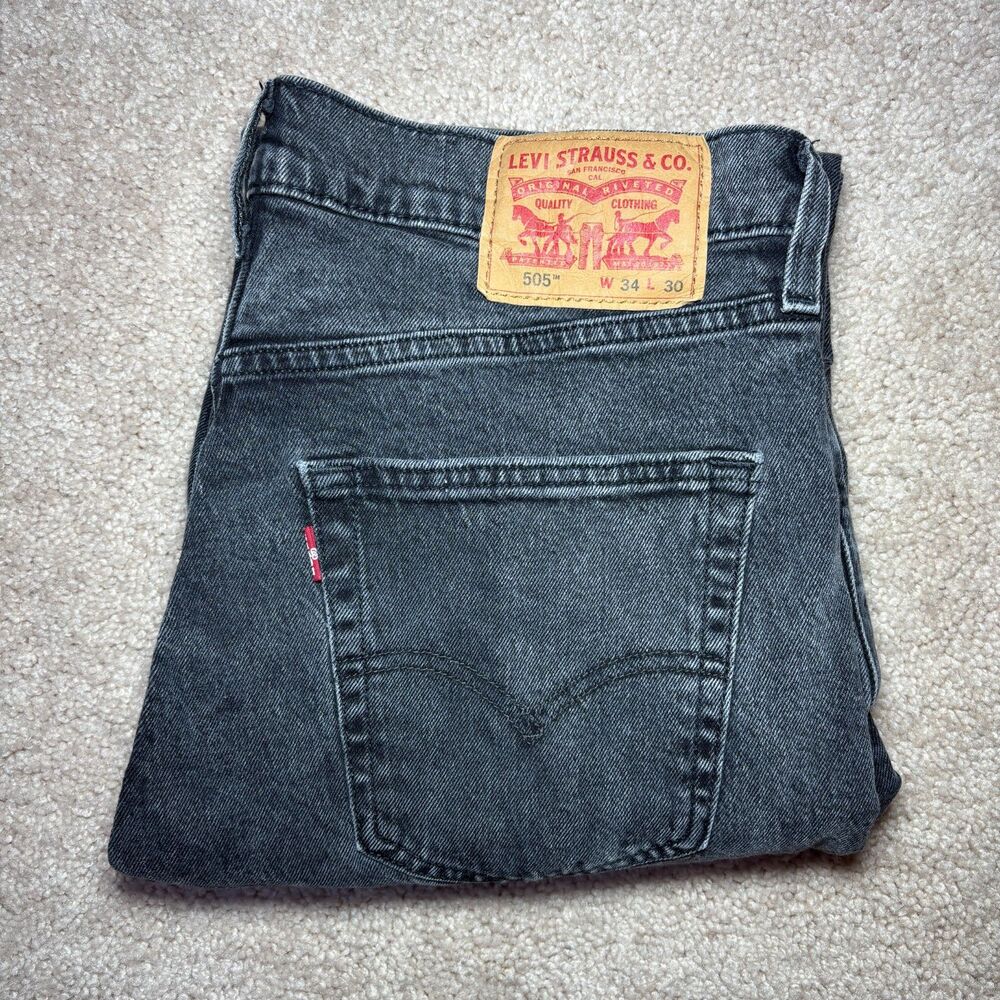 Levi's 505 Men's Regular Fit Straight Leg Jeans - 34x30 Black